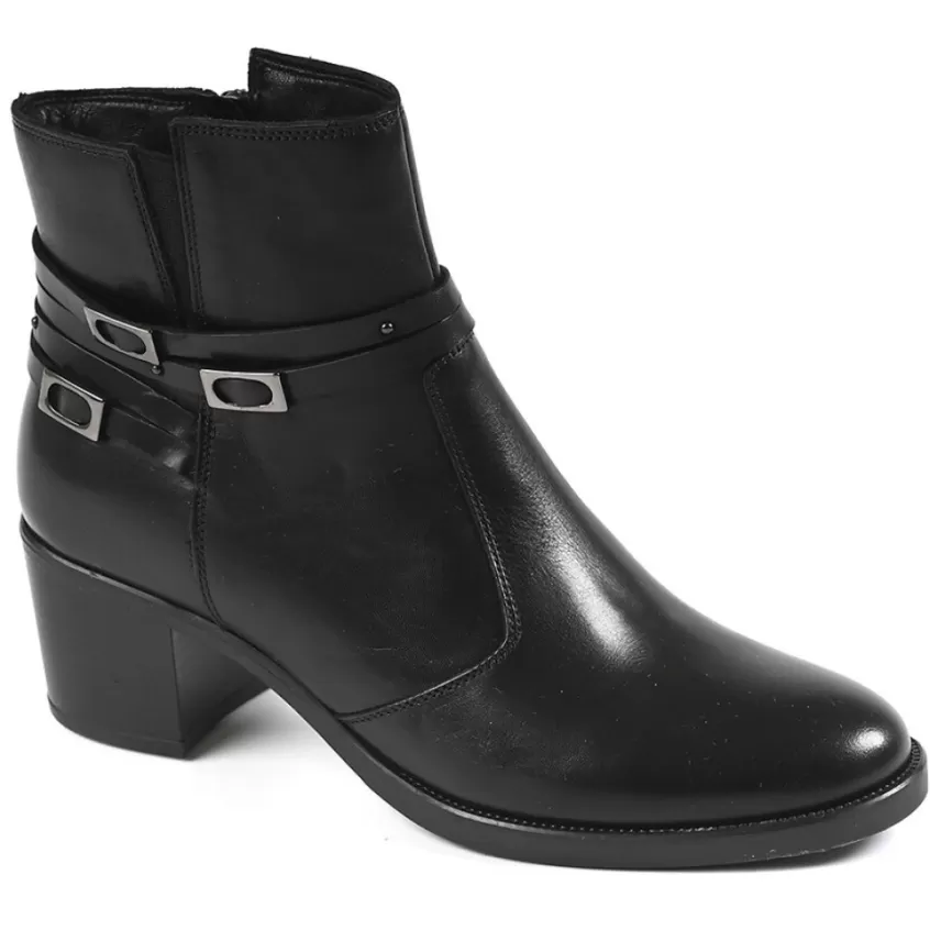 Boots, Bottines | TIPO ALTO Bottines Femme A Talons Avec Boucles Metalliques Noir