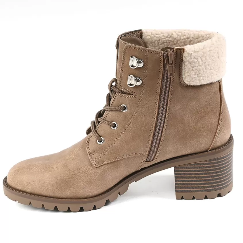 Boots, Bottines | VICE VERSA Bottines Femme A Talons Avec Col Fausse Fourrure Beige