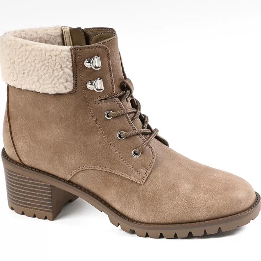 Boots, Bottines | VICE VERSA Bottines Femme A Talons Avec Col Fausse Fourrure Beige