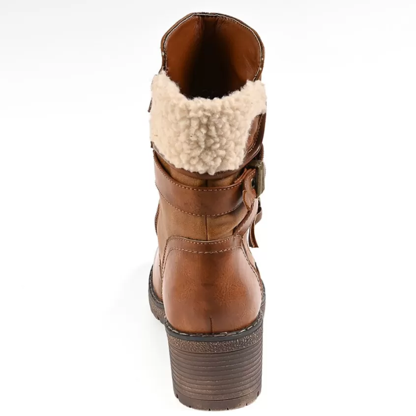 Boots, Bottines | VICE VERSA Bottines Femme A Talons Avec Col Fausse Fourrure Marron