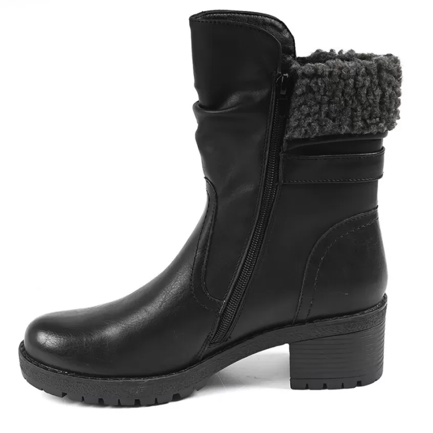 Boots, Bottines | VICE VERSA Bottines Femme A Talons Avec Col Fausse Fourrure Noir