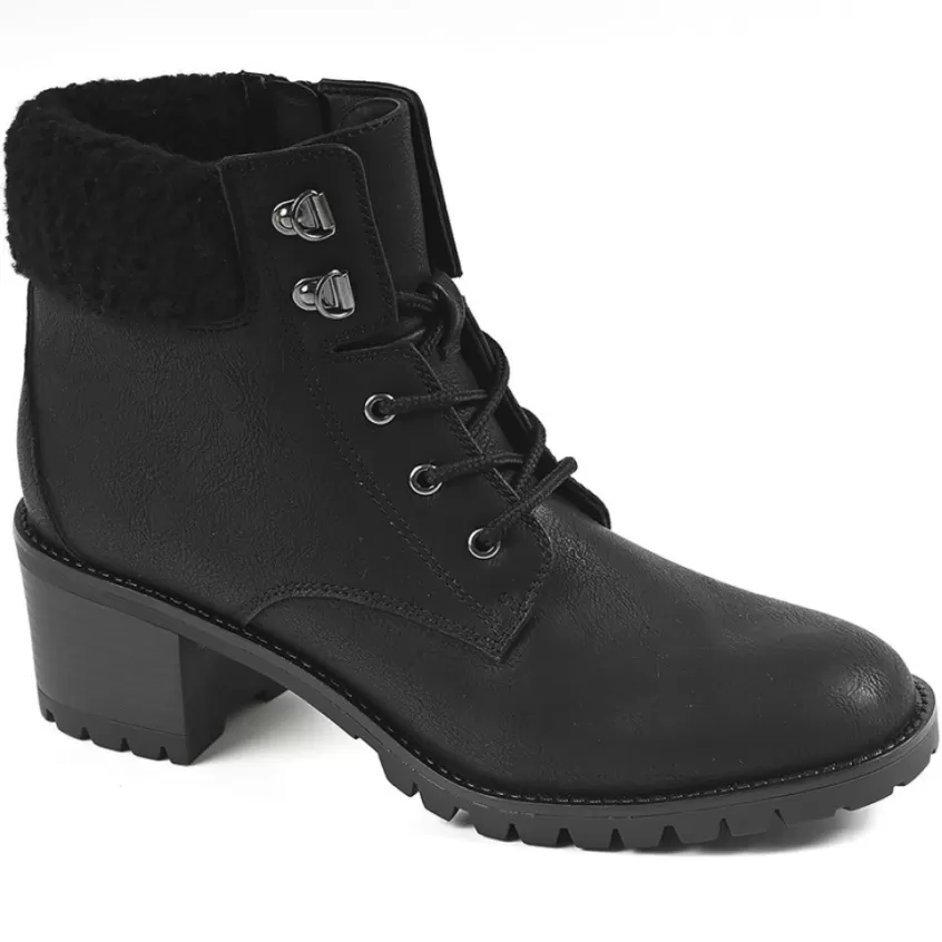 Boots, Bottines | VICE VERSA Bottines Femme A Talons Avec Col Fausse Fourrure Noir