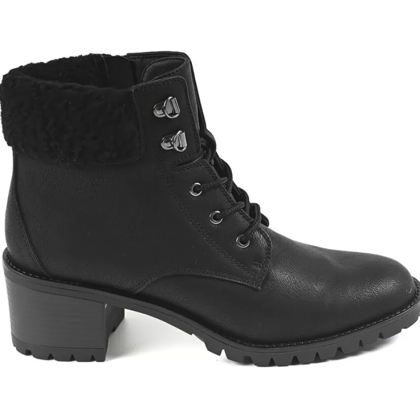 Boots, Bottines | VICE VERSA Bottines Femme A Talons Avec Col Fausse Fourrure Noir
