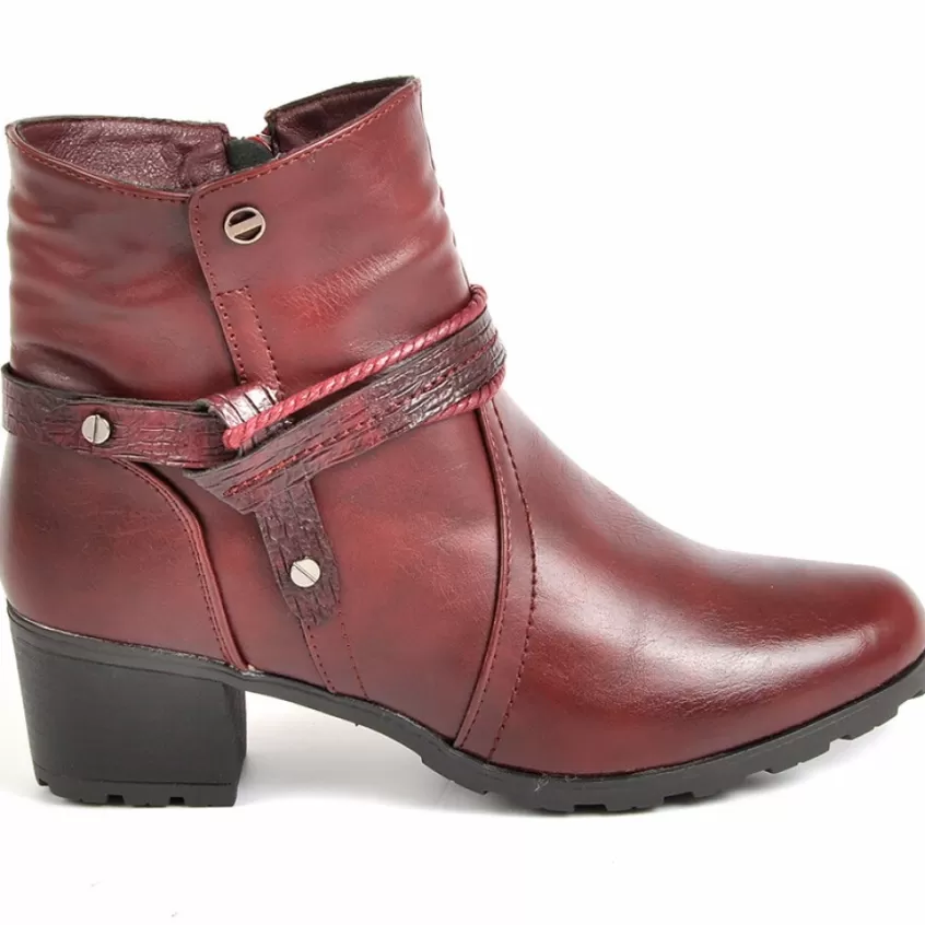 Chaussures Confort | SCALINA Bottines Femme A Talons Bordeaux