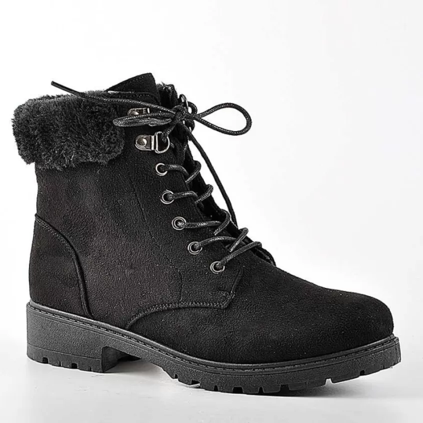 Boots, Bottines | VICE VERSA Bottines Femme Avec Col Fausse Fourrure Noir