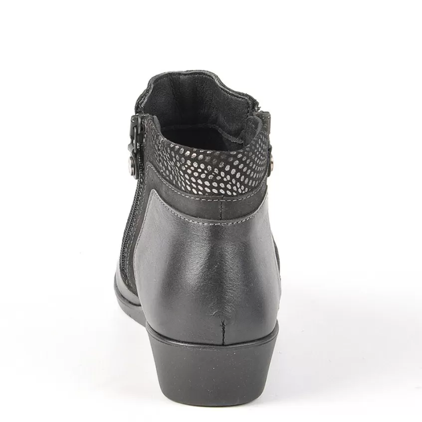 Chaussures Confort | LADY CONFORT Bottines Femme Compensees Avec Zip Sur Le Cote Confort Noir