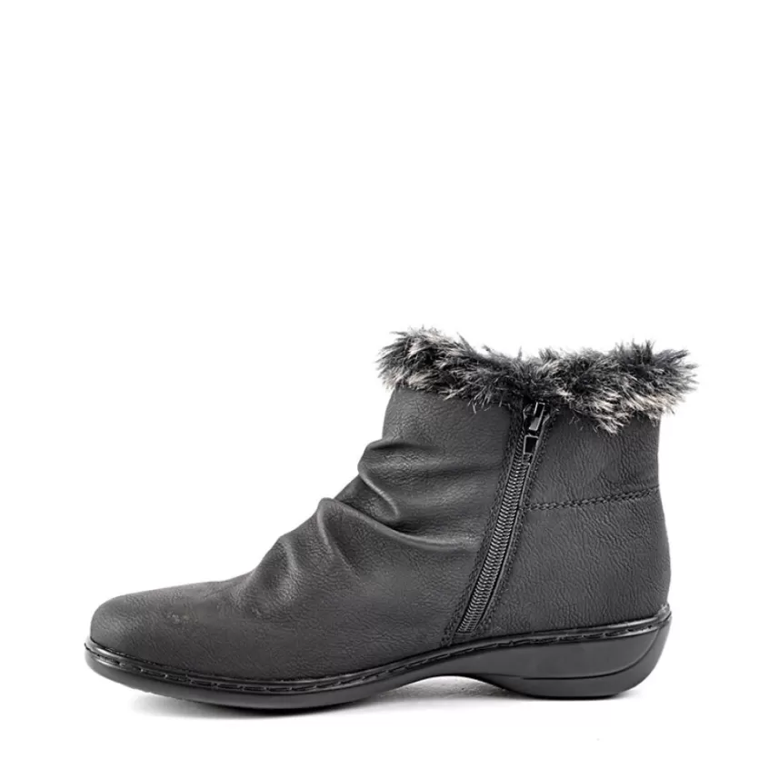 Chaussures Confort | LADY CONFORT Bottines Plates Avec Col Fausse Fourrure Noir