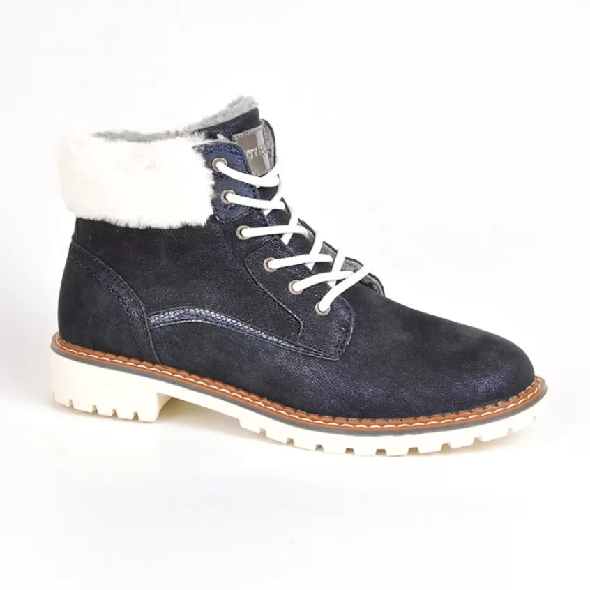 Boots, Bottines | OUTSHOES Bottines Plates Avec Col Fausse Fourrure Bleu Marine