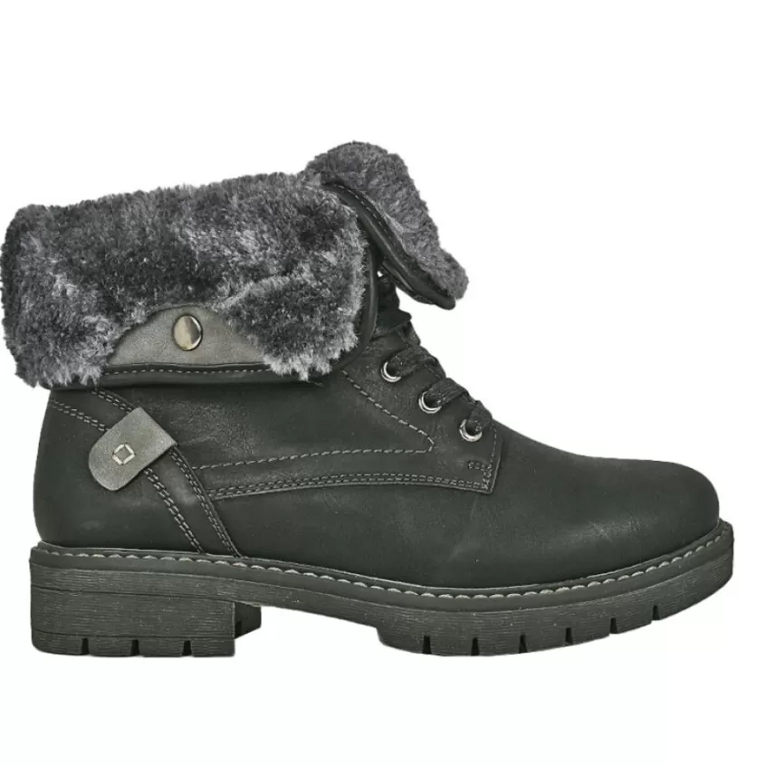 Boots, Bottines | OUTSHOES Bottines Plates Avec Col Fausse Fourrure Noir