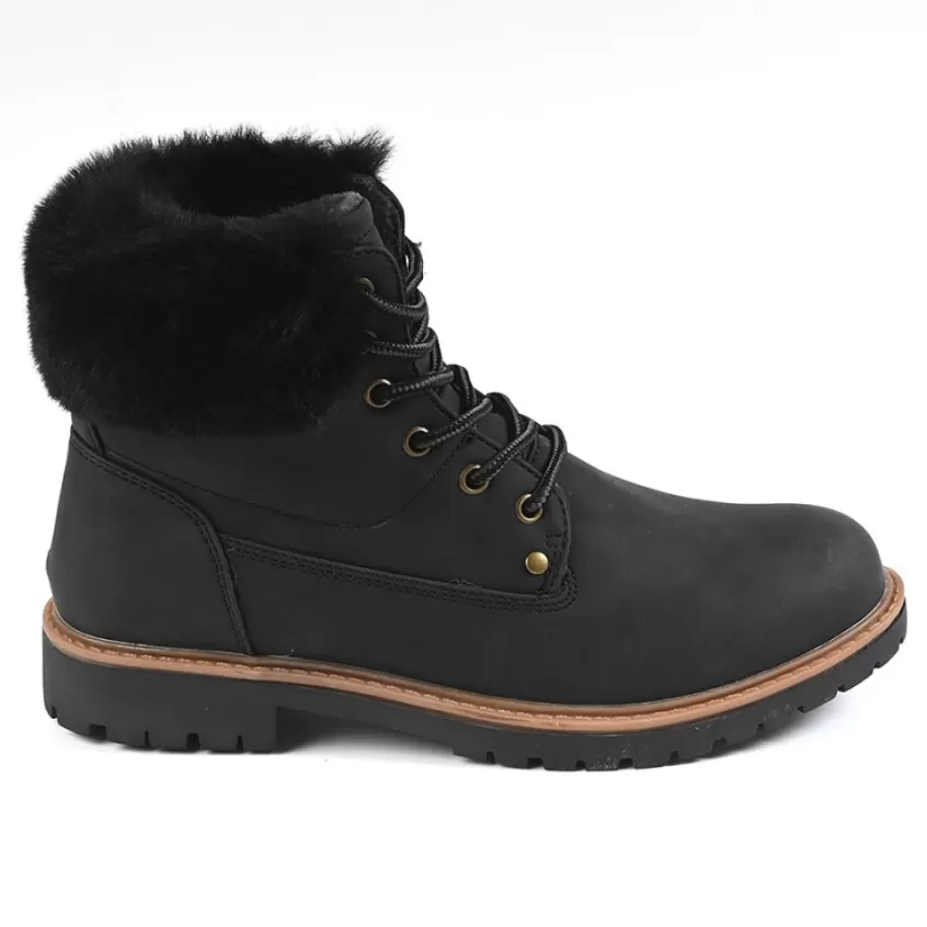 Boots, Bottines | OUTSHOES Bottines Plates Avec Col Fausse Fourrure Noir