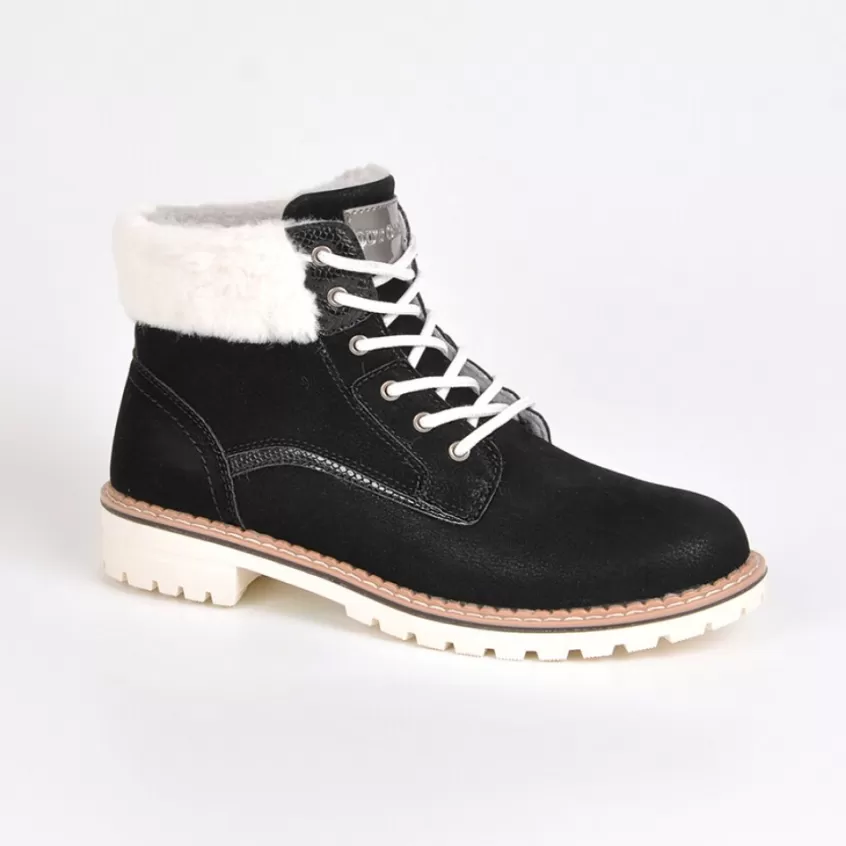 Boots, Bottines | OUTSHOES Bottines Plates Avec Col Fausse Fourrure Noir