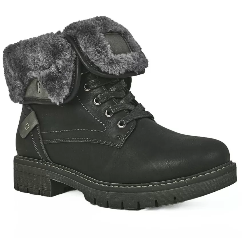Boots, Bottines | OUTSHOES Bottines Plates Avec Col Fausse Fourrure Noir