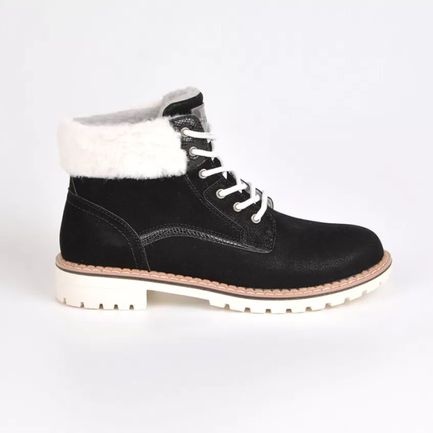Boots, Bottines | OUTSHOES Bottines Plates Avec Col Fausse Fourrure Noir