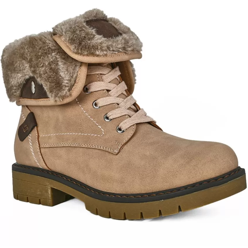 Boots, Bottines | OUTSHOES Bottines Plates Avec Col Fausse Fourrure Rose