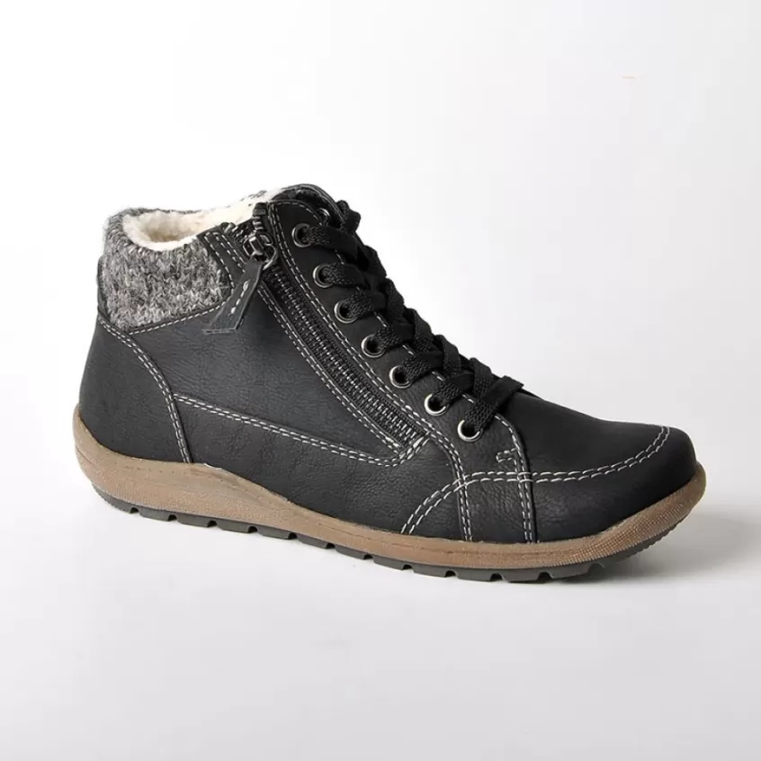 Chaussures Confort | SCALINA Bottines Plates Avec Col Tricot Noir
