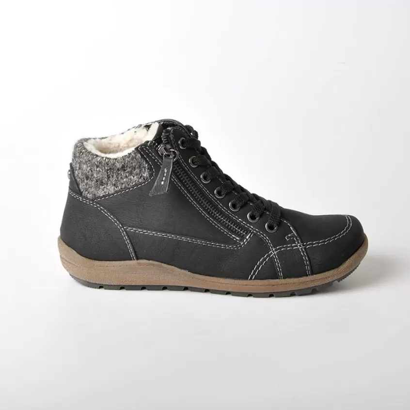 Chaussures Confort | SCALINA Bottines Plates Avec Col Tricot Noir