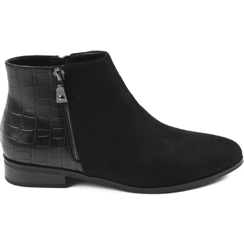 Boots, Bottines | VICE VERSA Bottines Plates Avec Effet Croco Noir