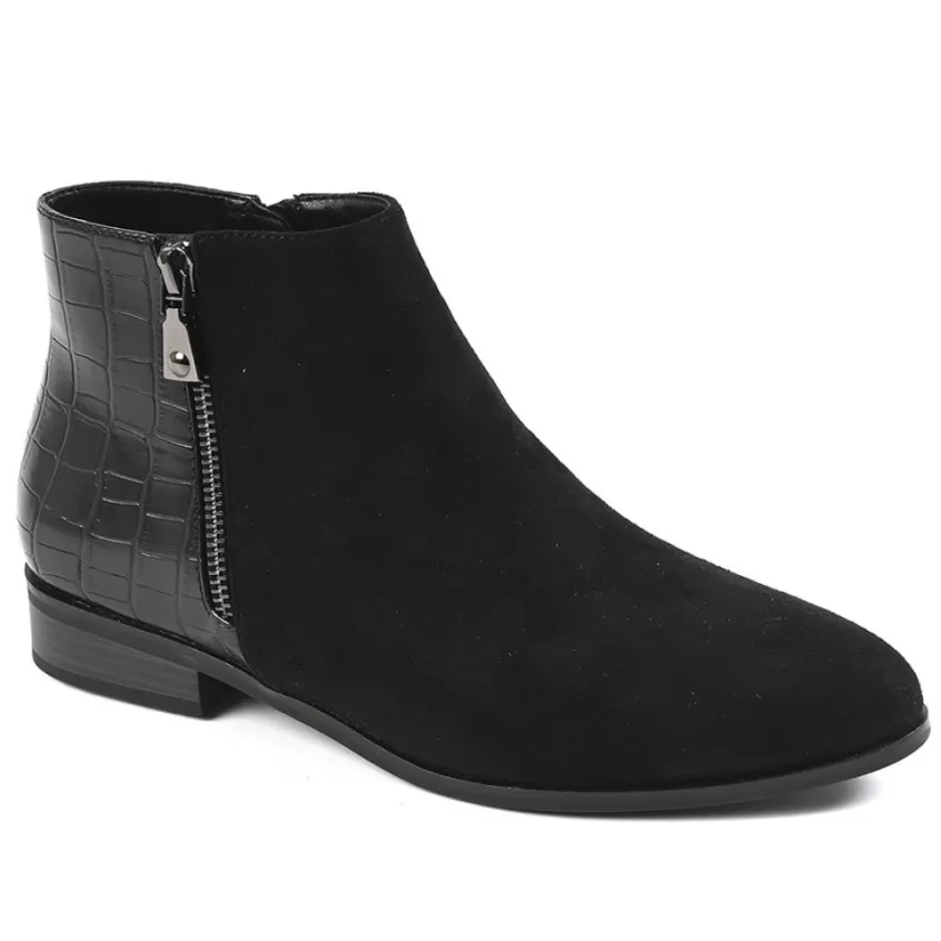 Boots, Bottines | VICE VERSA Bottines Plates Avec Effet Croco Noir