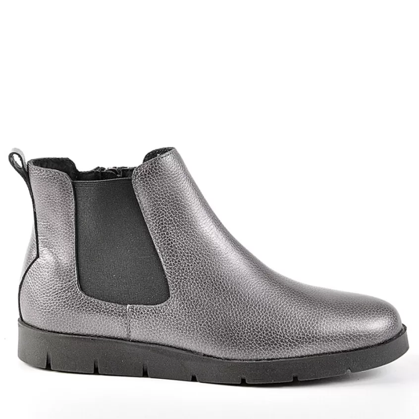 Chaussures Confort | SCALINA Bottines Plates Avec Elastiques Argente
