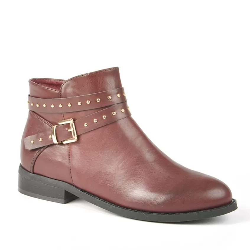 Boots, Bottines | VICE VERSA Bottines Plates Avec Petits Clous Bordeaux