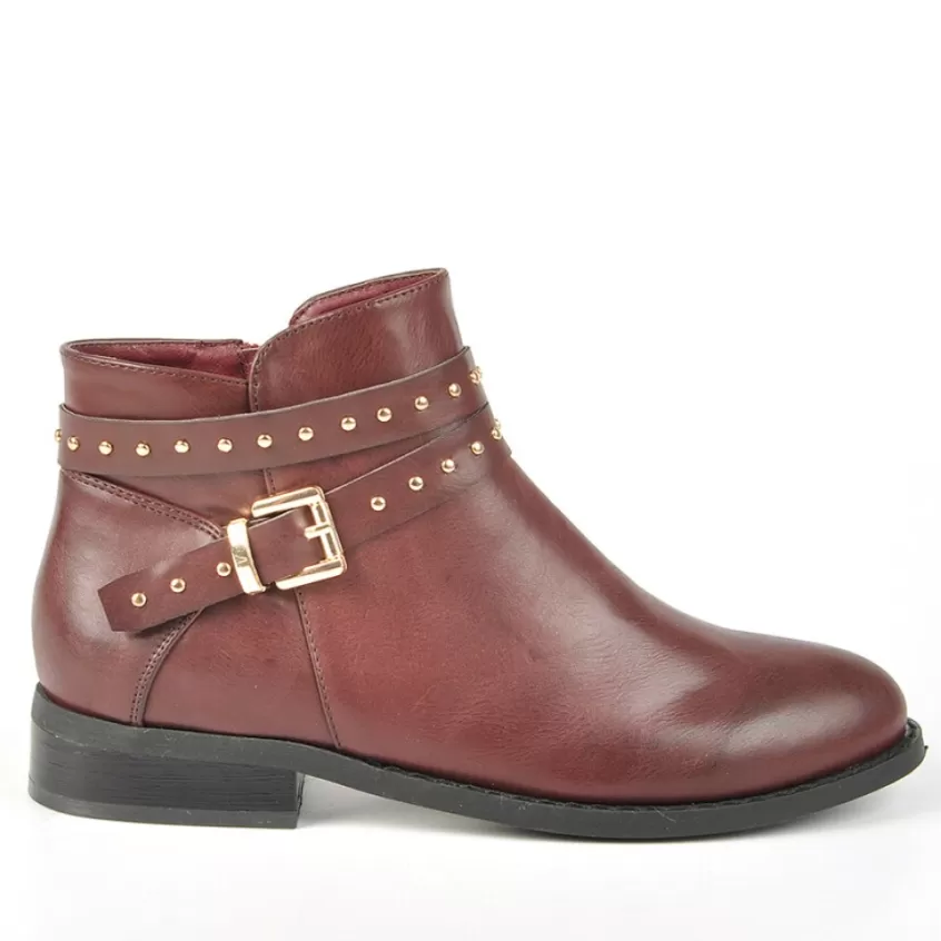 Boots, Bottines | VICE VERSA Bottines Plates Avec Petits Clous Bordeaux