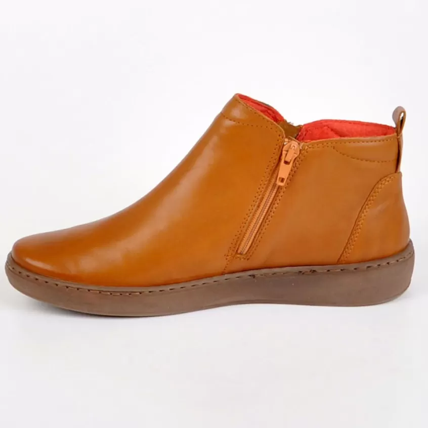 Chaussures Confort | RELAXSHOE Bottines Plates Avec Zip Pratique Sur Le Cote Camel