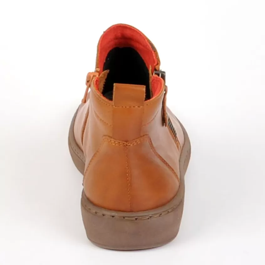 Chaussures Confort | RELAXSHOE Bottines Plates Avec Zip Pratique Sur Le Cote Camel