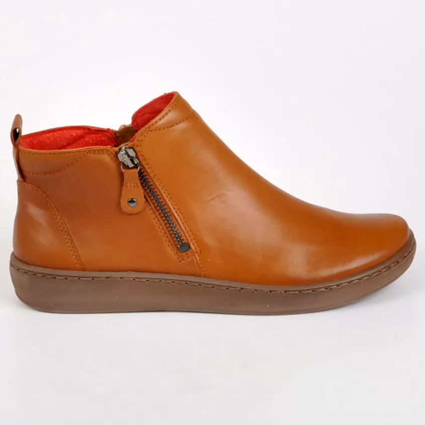 Chaussures Confort | RELAXSHOE Bottines Plates Avec Zip Pratique Sur Le Cote Camel