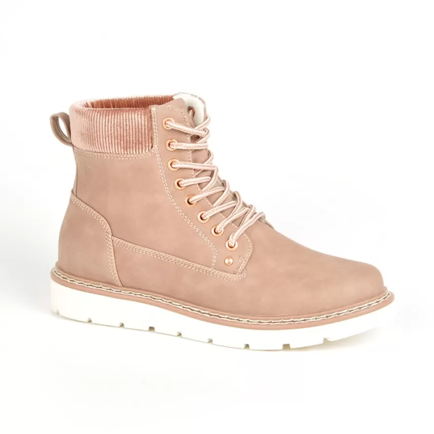 Boots, Bottines | OUTSHOES Bottines Plates Femme Avec Col Velours Rose