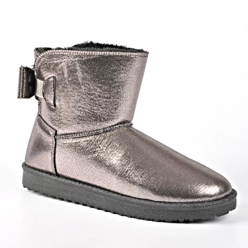 Boots, Bottines | VICE VERSA Bottines Plates Femme Avec Noeuds Gris Metal