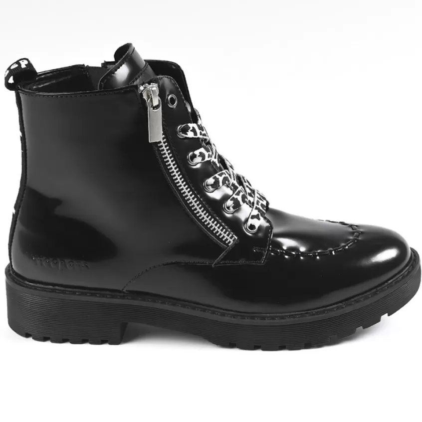 Boots, Bottines | CREEPERS Bottines Plates Femme Avec Zip Decoratif Noir