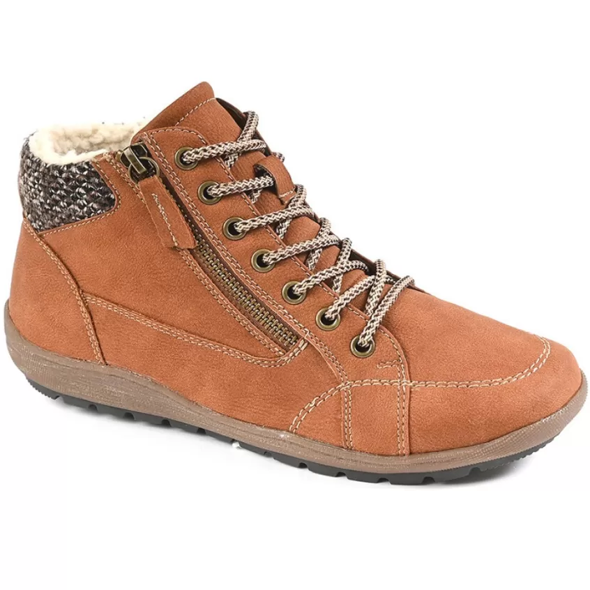 Chaussures Confort | SCALINA Bottines Plates Femme Avec Zip Pratique Sur Le Cote Brique