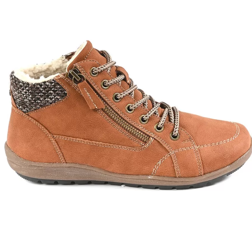 Chaussures Confort | SCALINA Bottines Plates Femme Avec Zip Pratique Sur Le Cote Brique