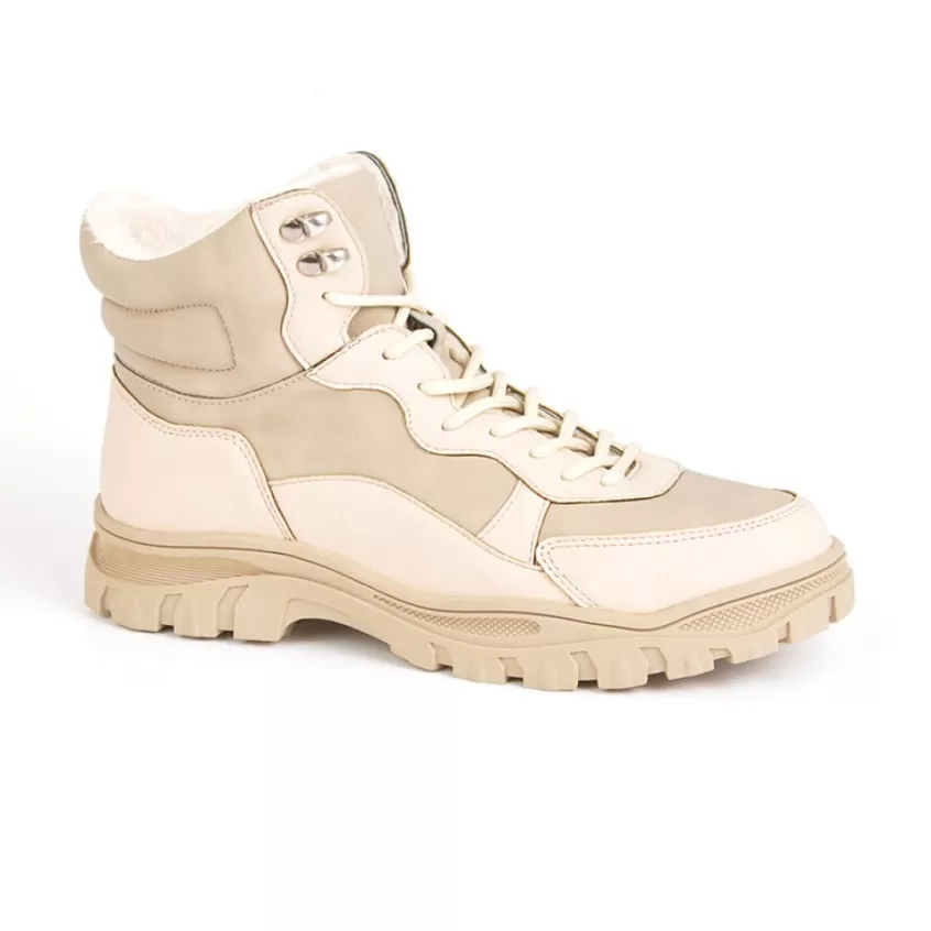 Boots, Bottines | OUTSHOES Bottines Plates Femme Bi-Matieres Beige