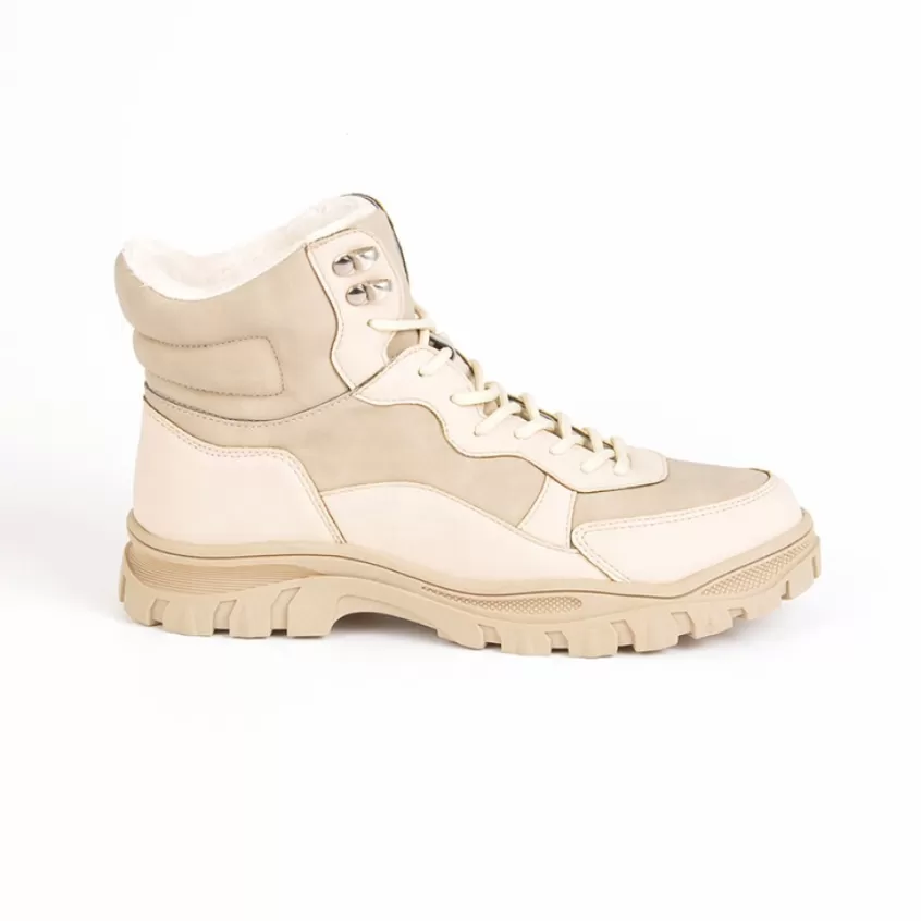 Boots, Bottines | OUTSHOES Bottines Plates Femme Bi-Matieres Beige