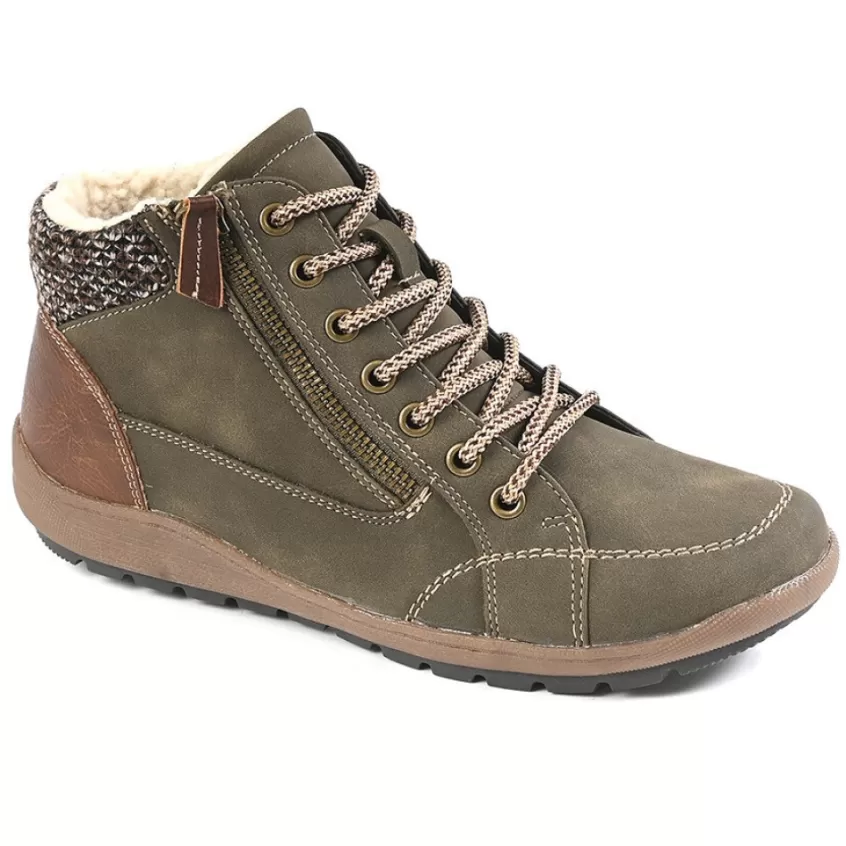 Chaussures Confort | SCALINA Bottines Plates Femme Kaki