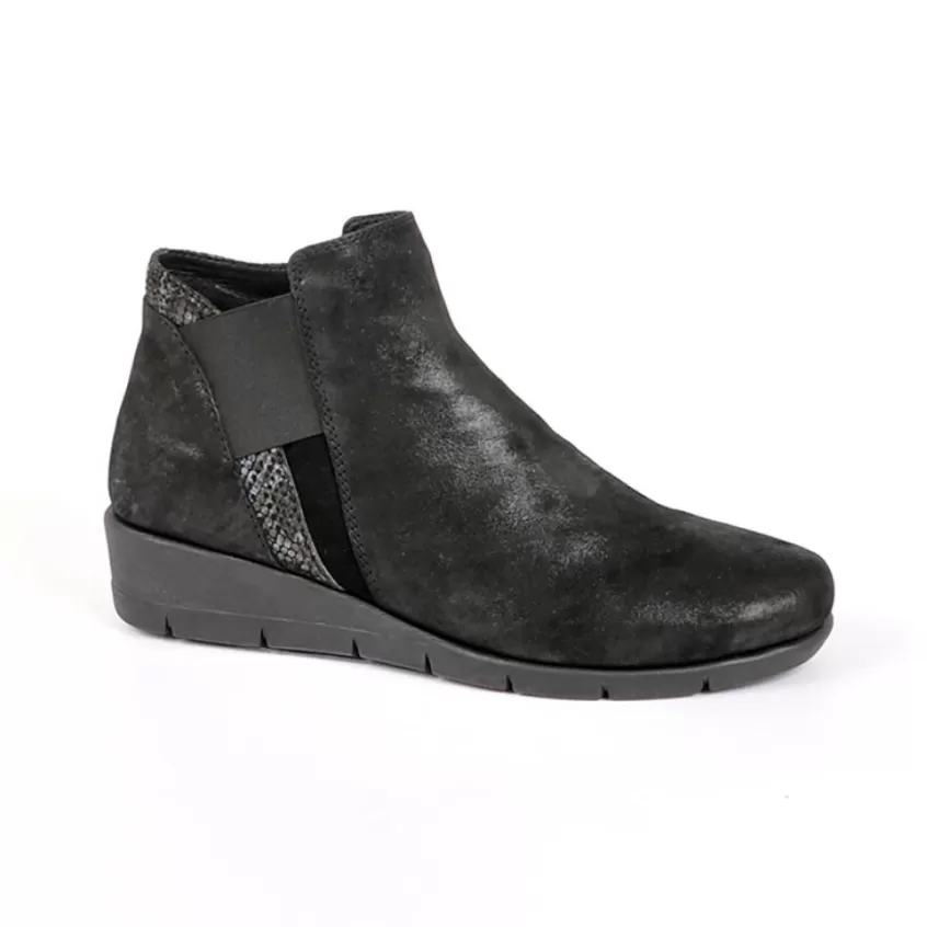 Chaussures Confort | LADY CONFORT Bottines Plates Semelles Souples Noir