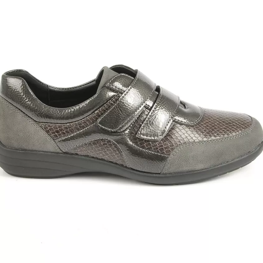 Chaussures Confort | LADY CONFORT Chaussures Confort Avec Effet Reptile Gris