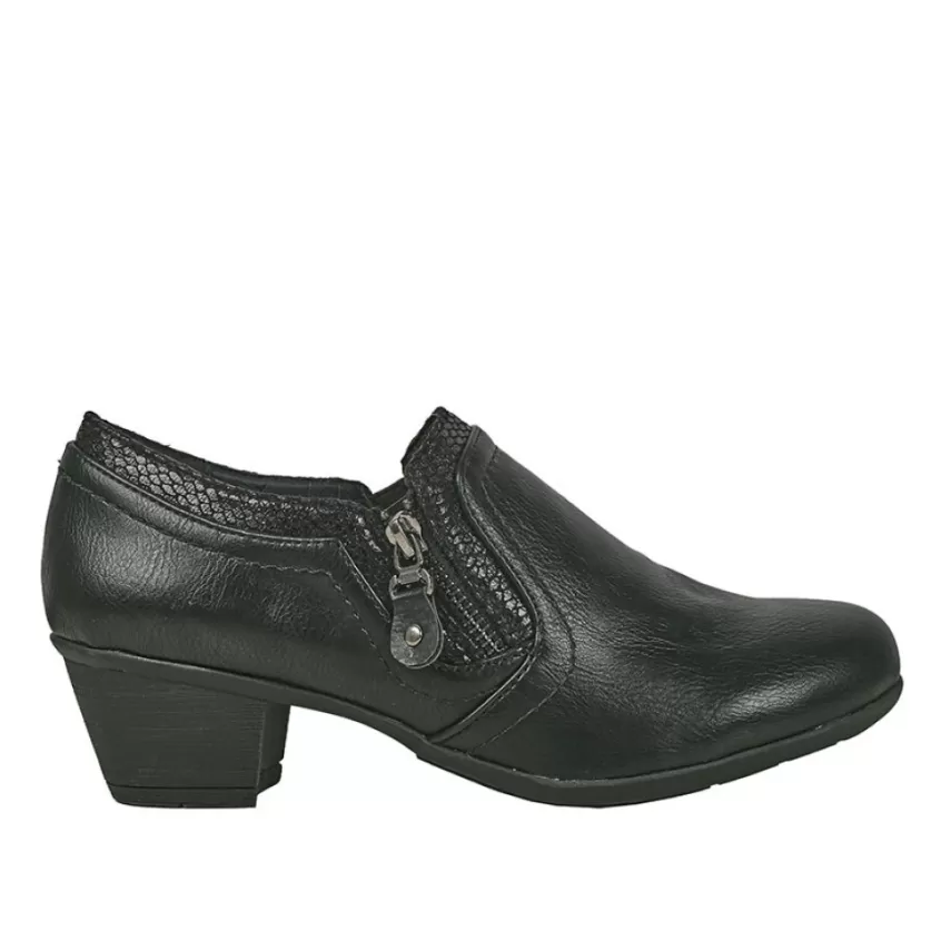 Chaussures Confort | LADY CONFORT Chaussures Confort Femme Avec Zip Pratique Sur Le Cote Noir