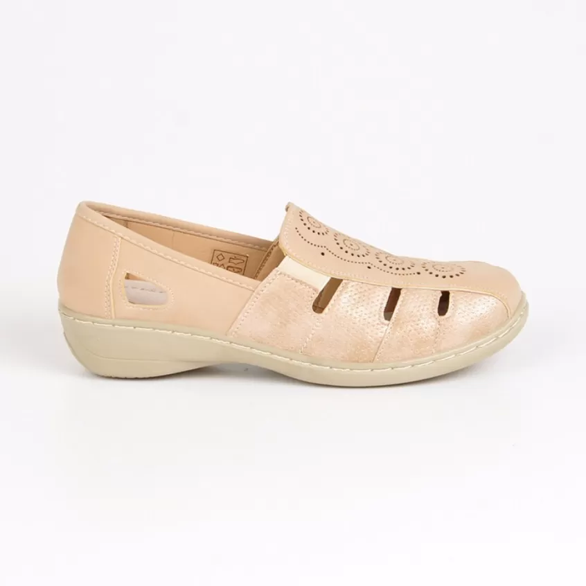 Chaussures Confort | LADY CONFORT Chaussures Confort Femme Beige En Cuir
