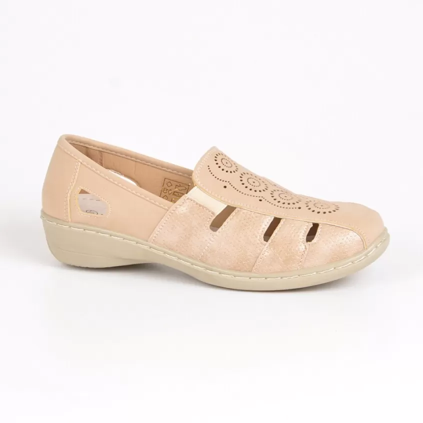 Chaussures Confort | LADY CONFORT Chaussures Confort Femme Beige En Cuir