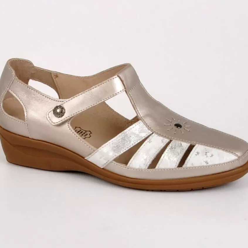 Chaussures Confort | LADY CONFORT Derbies Confort Compensees Bicolores Argente