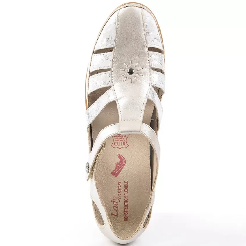 Chaussures Confort | LADY CONFORT Derbies Confort Compensees Bicolores Argente