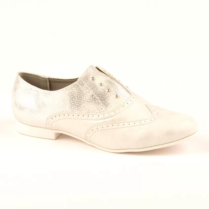 Derbies | VICE VERSA Derbies Femme Avec Elastiques Gris Argente