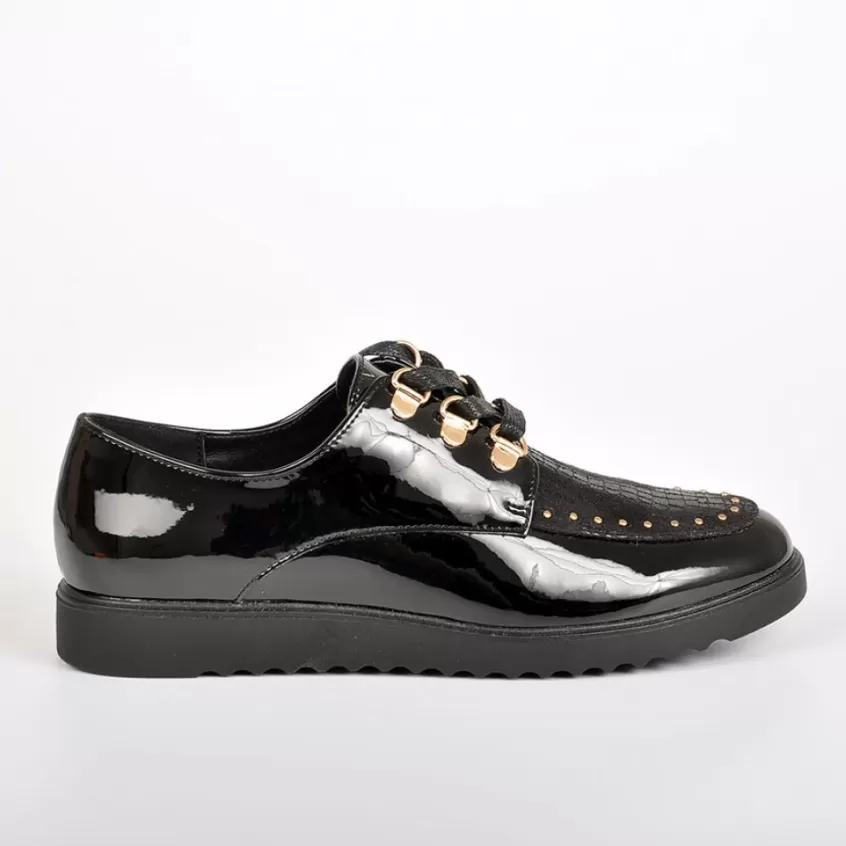 Derbies | VICE VERSA Derbies Femme Avec Petits Clous Vernis Noir
