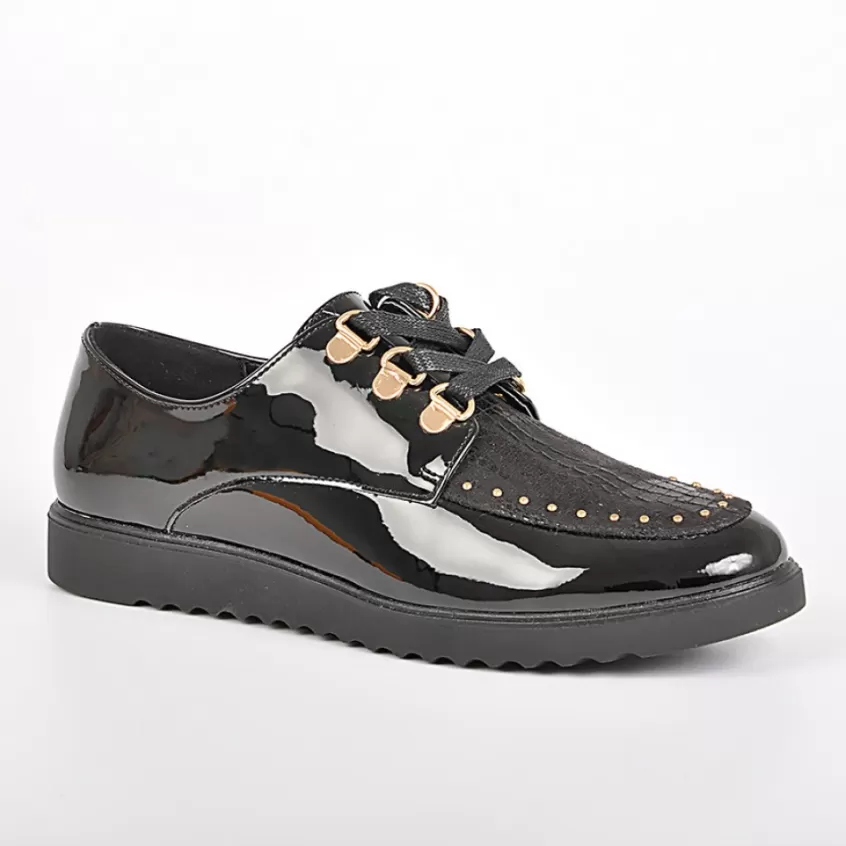 Derbies | VICE VERSA Derbies Femme Avec Petits Clous Vernis Noir
