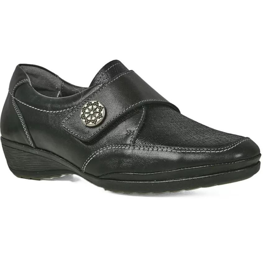 Chaussures Confort | LADY CONFORT Derbies Femme Confort Avec Boutons Fantaisies Noir
