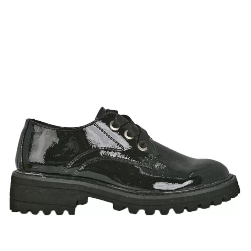 Derbies | VICE VERSA Derbies Plateforme Femme Vernis Noir Crantees