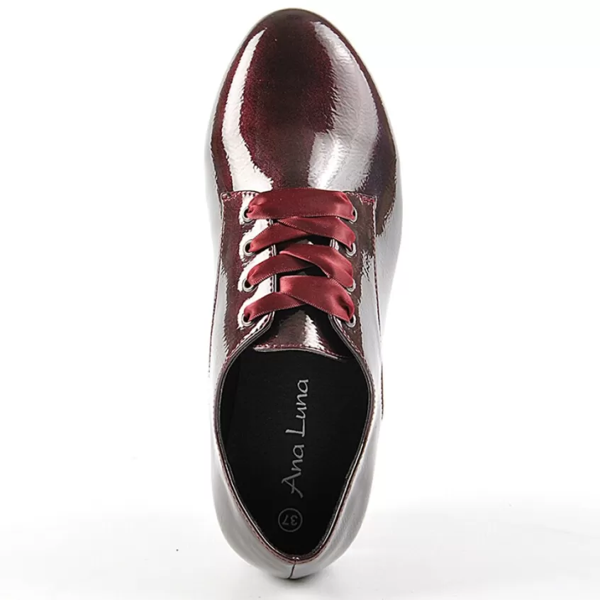 Derbies | ANA LUNA Derbies Vernis Avec Lacets Ruban Vernis Bordeaux