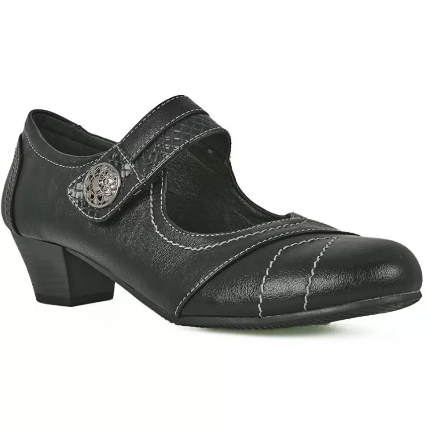 Escarpins | LADY CONFORT Escarpins A Brides Avec Boutons Fantaisies Noir